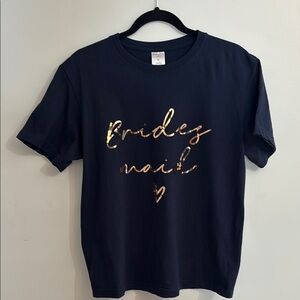 Bridesmaid Navy T-Shirt with rose gold script